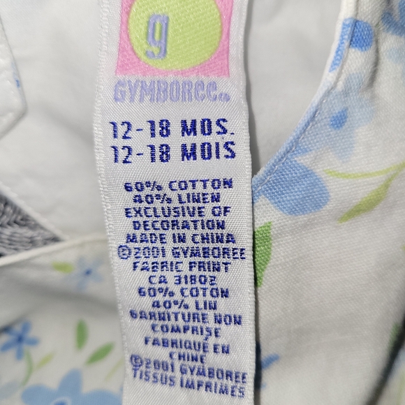 🐣Vintage Gymboree Easter Basket White Blue Floral Cotton Linen Dress 12-18🌷 - Picture 7 of 7